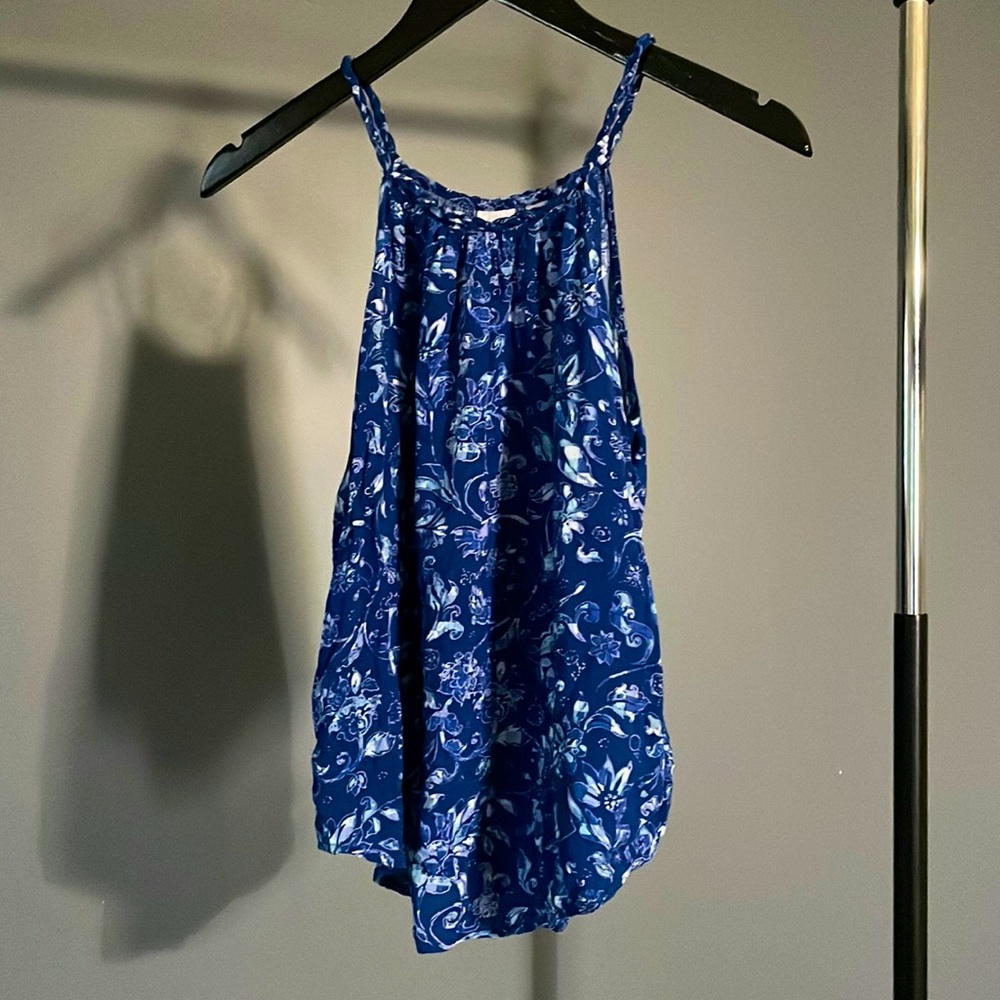Gap Braided Strap Swing Tank in Blue Floral